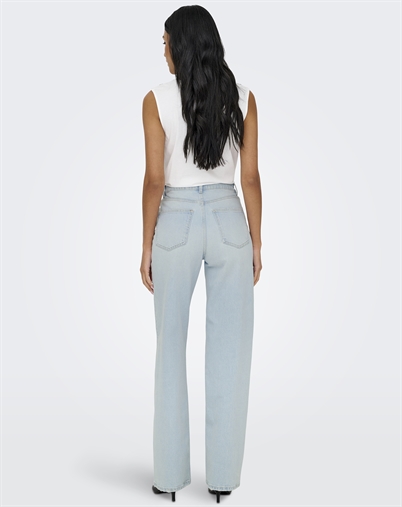 Only - ONLJuicy HW Wide Leg Jeans - Light Blue Bleached Denim